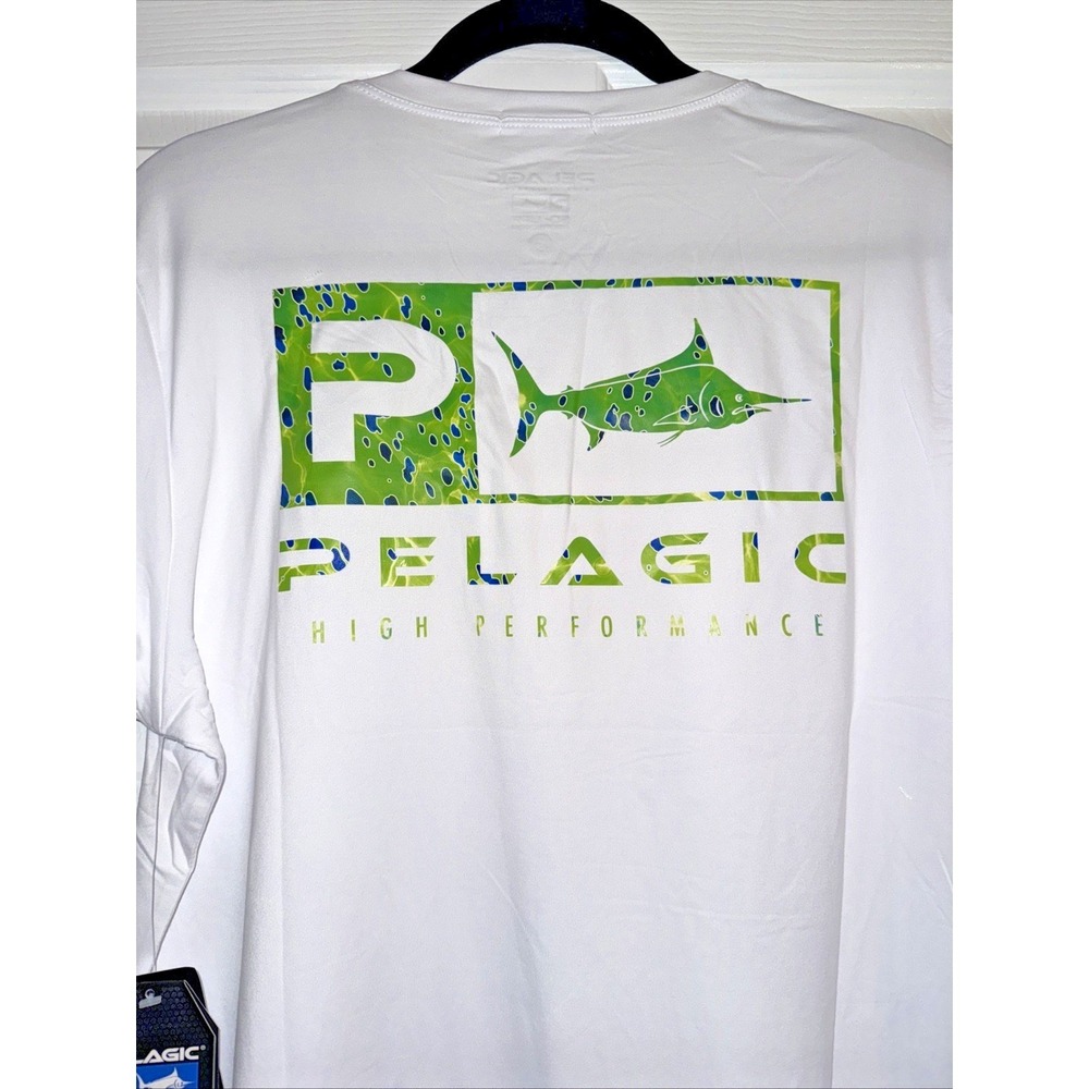 Pelagic Hydro-Repel Fishing Shirt Mens Small White Offshore UV Sun Protection